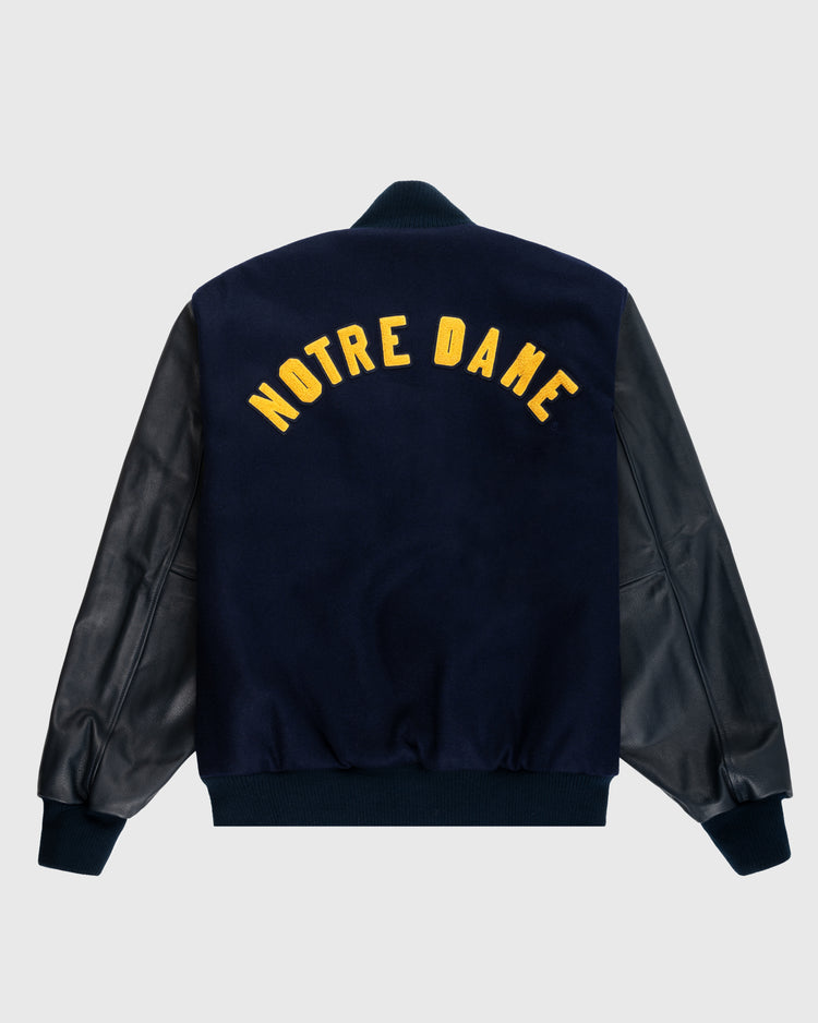 Ebbets Field Flannels University Of Notre Dame Authentic Wool & Leather Varsity Jacket