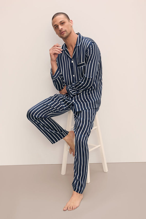 Eberjey Charles Washable Silk Printed Long PJ Set