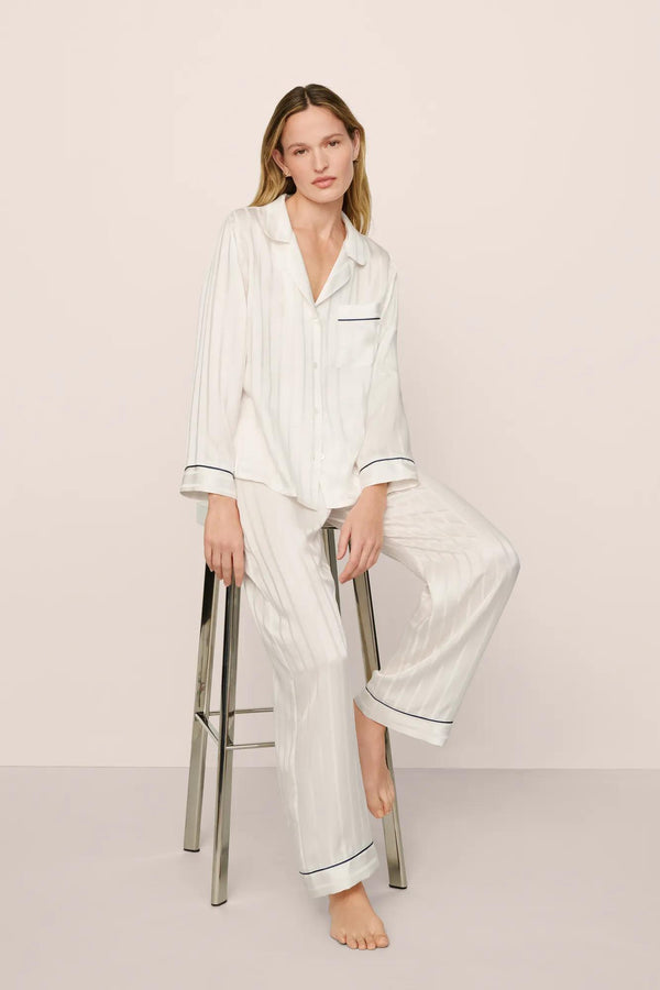 Eberjey Inez Washable Silk Jacquard Long PJ Set