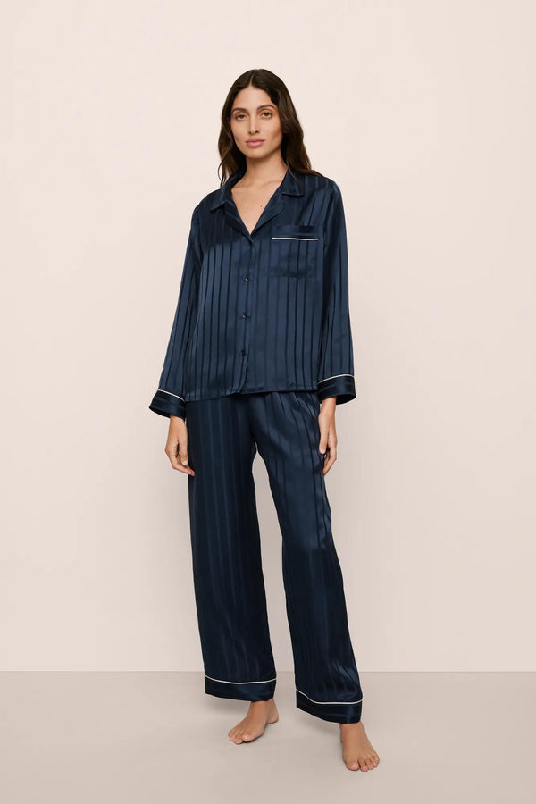 eberjey Inez Washable Silk Jacquard Long PJ Set