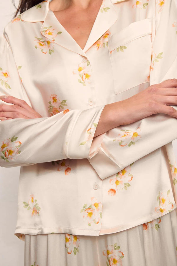 Eberjey Inez Washable Silk Printed Long PJ Set