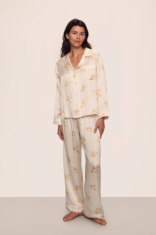 eberjey Inez Washable Silk Printed Long PJ Set