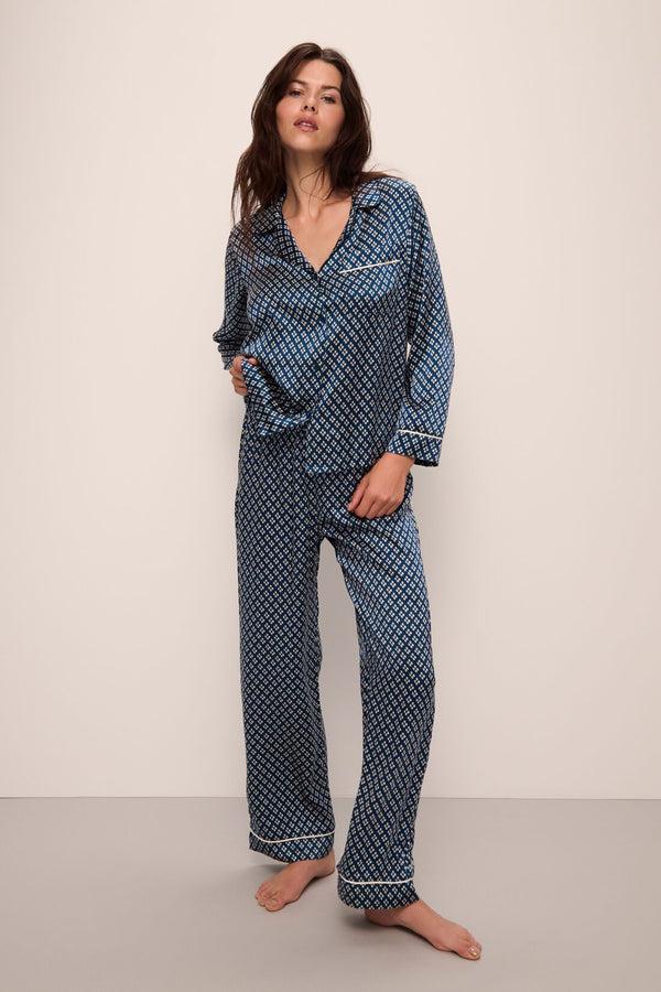 Eberjey Inez Washable Silk Printed Long PJ Set