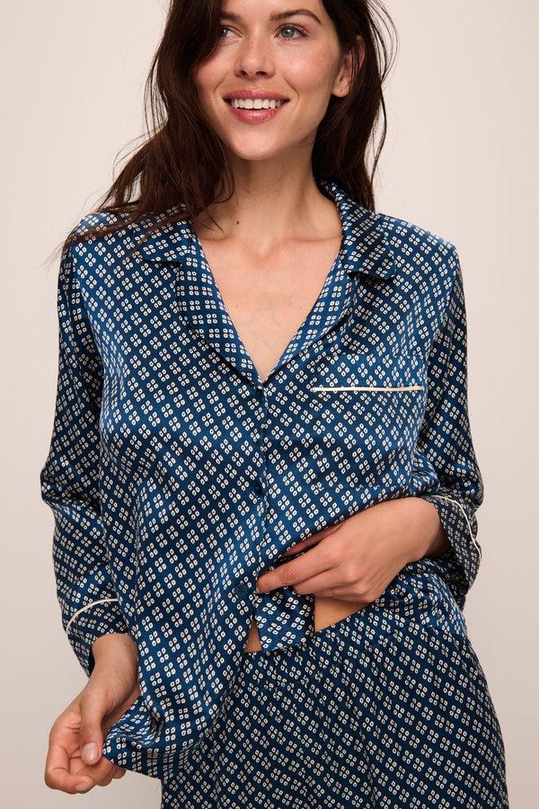 Eberjey Inez Washable Silk Printed Long PJ Set