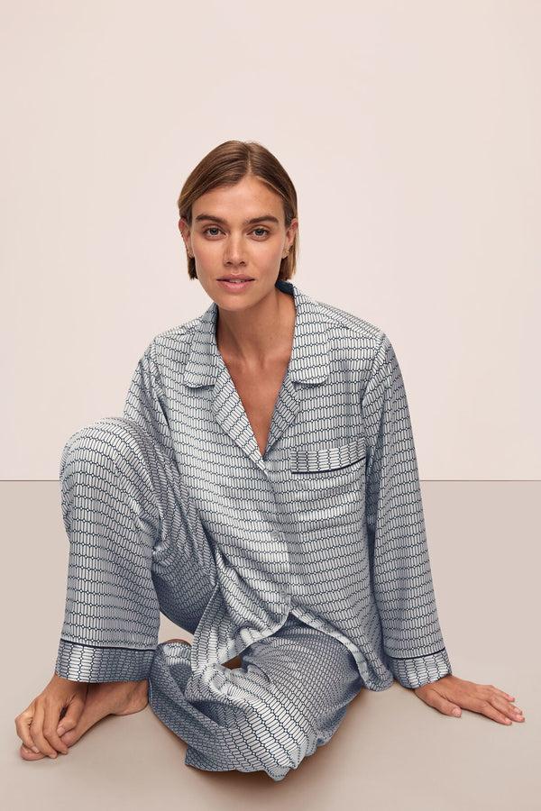 Eberjey Inez Washable Silk Printed Long PJ Set