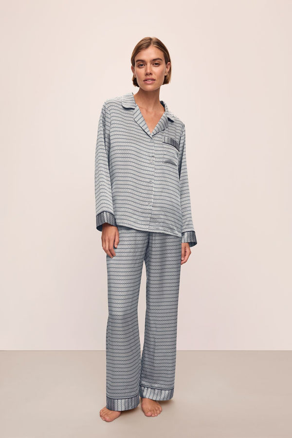 Eberjey Inez Washable Silk Printed Long PJ Set