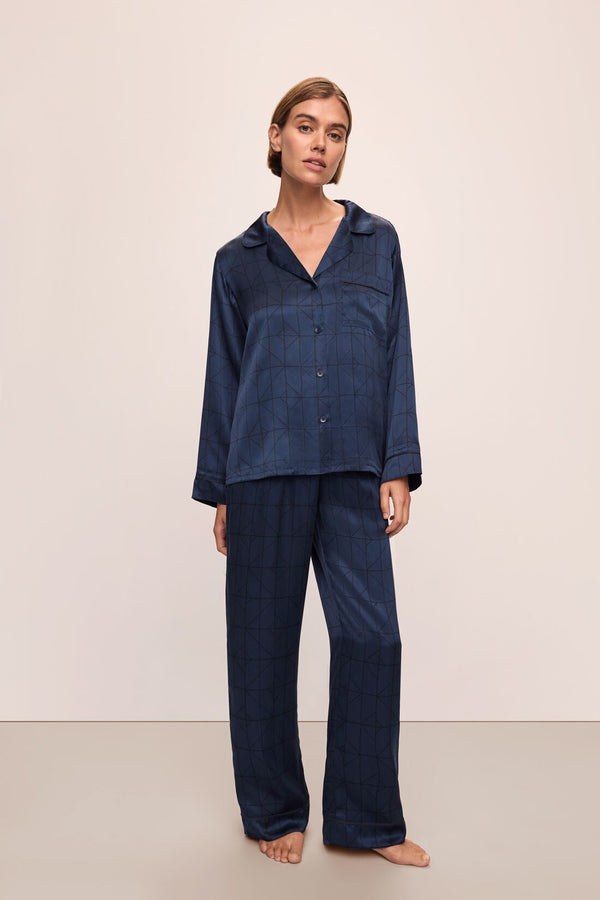 Eberjey Inez Washable Silk Printed Long PJ Set