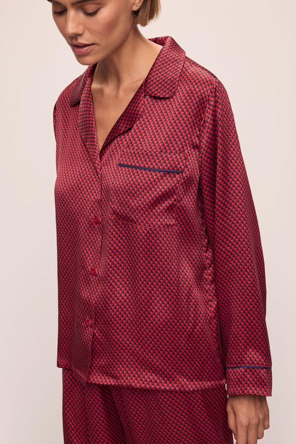 Eberjey Inez Washable Silk Printed Long PJ Set