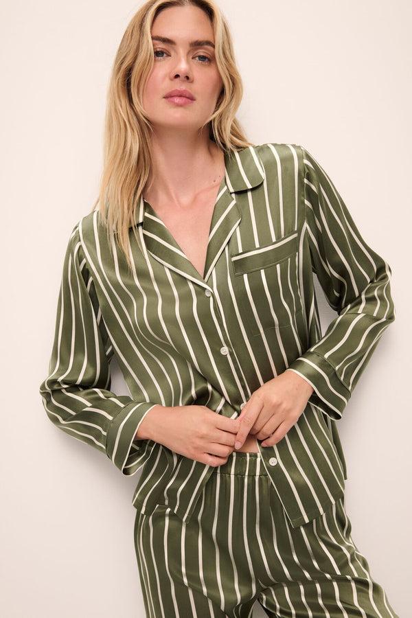 eberjey Inez Washable Silk Printed Long PJ Set