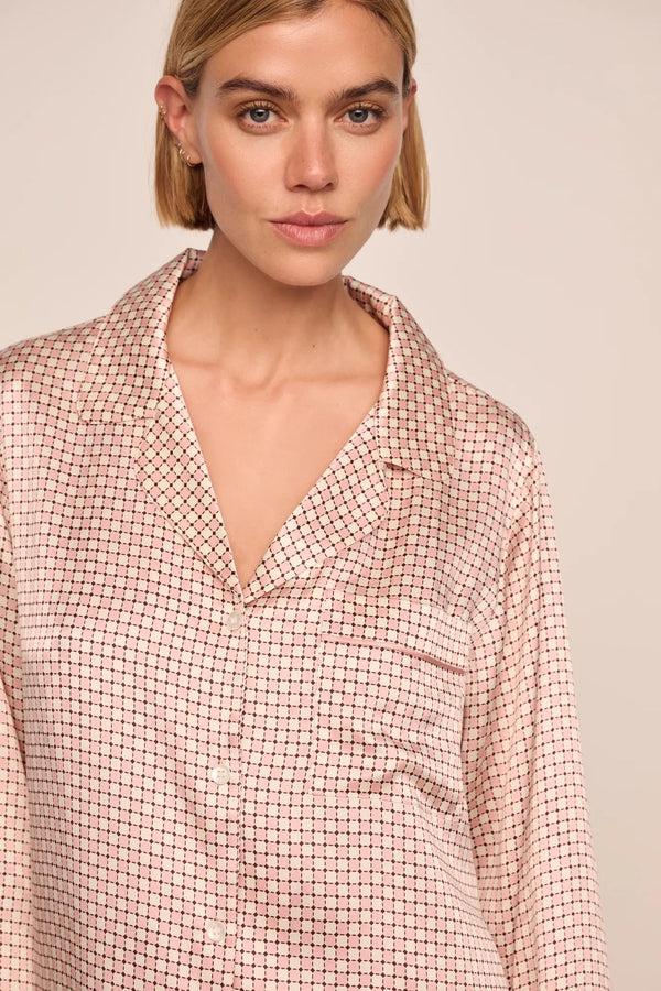 eberjey Inez Washable Silk Printed Long PJ Set