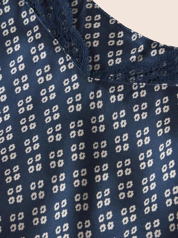 Eberjey Washable Silk Printed Lace Cami & Short Set