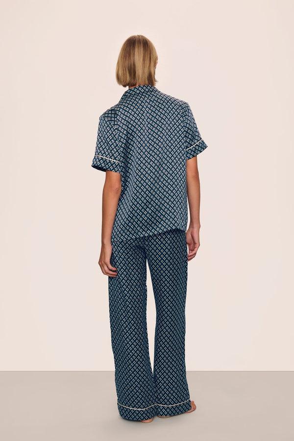 Eberjey Inez Washable Silk Printed Short Sleeve Pant PJ Set