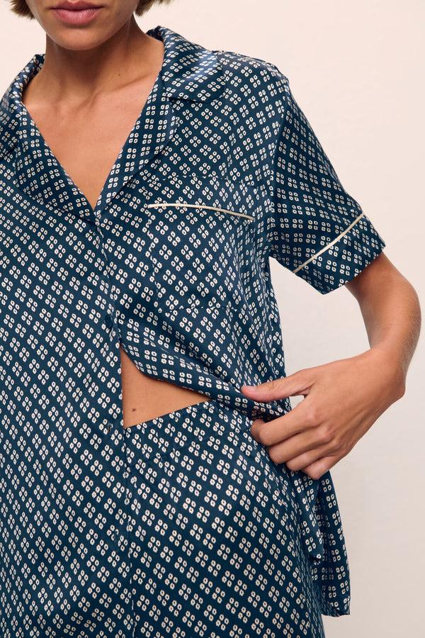 Eberjey Inez Washable Silk Printed Short Sleeve Pant PJ Set