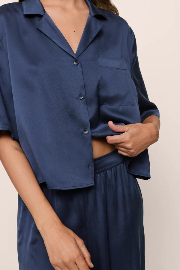Eberjey Inez Washable Silk Relaxed Wide Leg Pant PJ Set