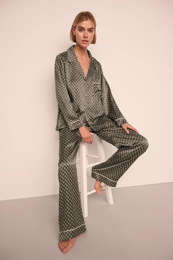 Eberjey Preorder | Inez Washable Silk Printed Long PJ Set