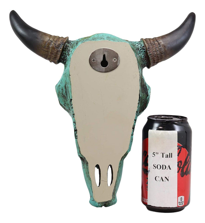 Ebros Gift 10.5"W Turquoise Southwest Steer Bison Bull Cow Skull Silver Cross Wall Decor