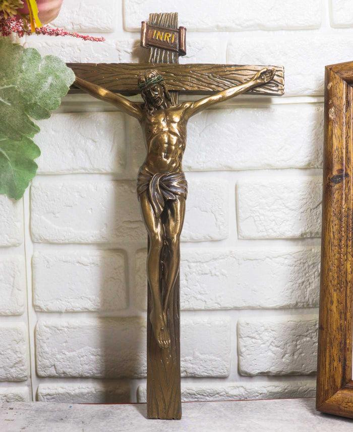 ebros gift 10"H INRI Jesus Christ Crucified On The Cross Wall Hanging Catholic Crucifix