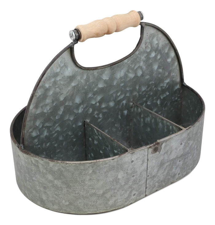 ebros gift 10"L Galvanized Metal Desk Or Kitchen Countertop Multi 6 Compartments Organizer