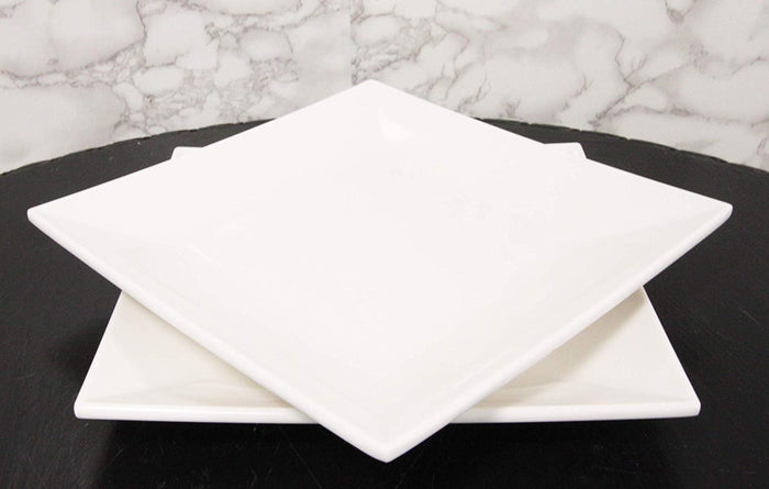 Ebros Gift 11" White Melamine Modern Square Serving Dinner Plates Or Dish Platters Set Of 6