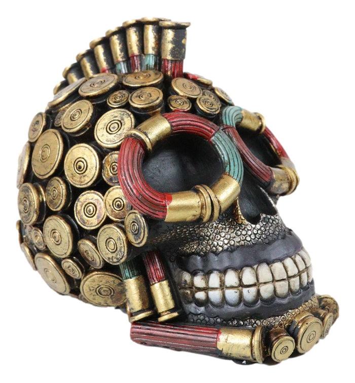 Ebros Gift 12-Gauge Shotgun Bullet Shell Casings Marauder War Dog Mohawk Skull Figurine
