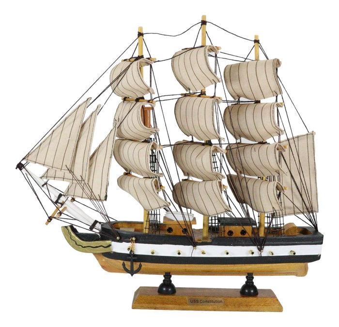Ebros Gift 12"H Handicraft Wood Old Ironsides USS Constitution Frigate Ship Model Display