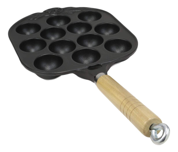 Ebros Gift 12 Holes Enamel Cast Iron Japanese Takoyaki Octopus Balls Food Baking Grill Pan