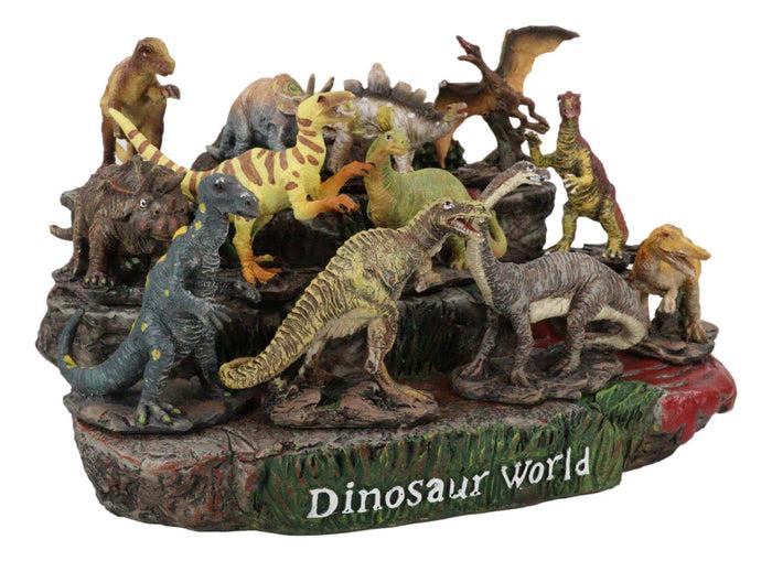 Ebros Gift 12 Miniature Prehistoric Dinosaurs With Volcanic Mountain Display Figurine Set
