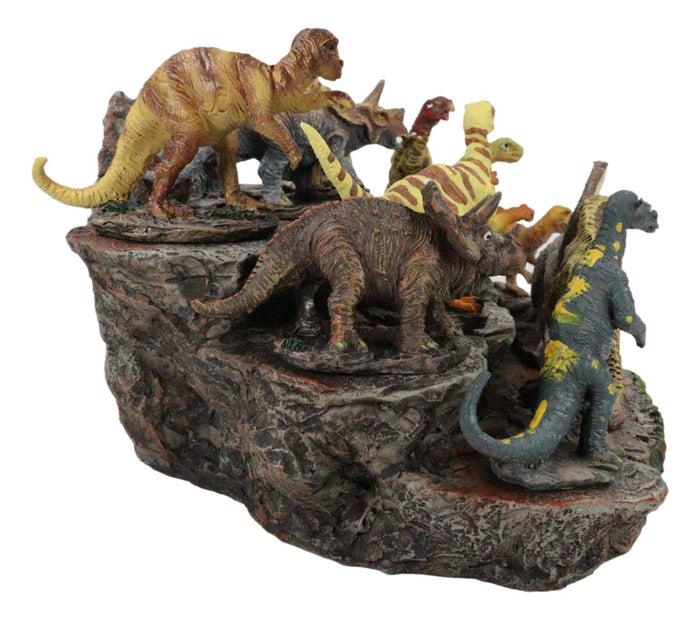 Ebros Gift 12 Miniature Prehistoric Dinosaurs With Volcanic Mountain Display Figurine Set