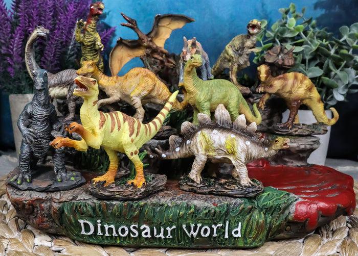 ebros gift 12 Miniature Prehistoric Dinosaurs With Volcanic Mountain Display Figurine Set