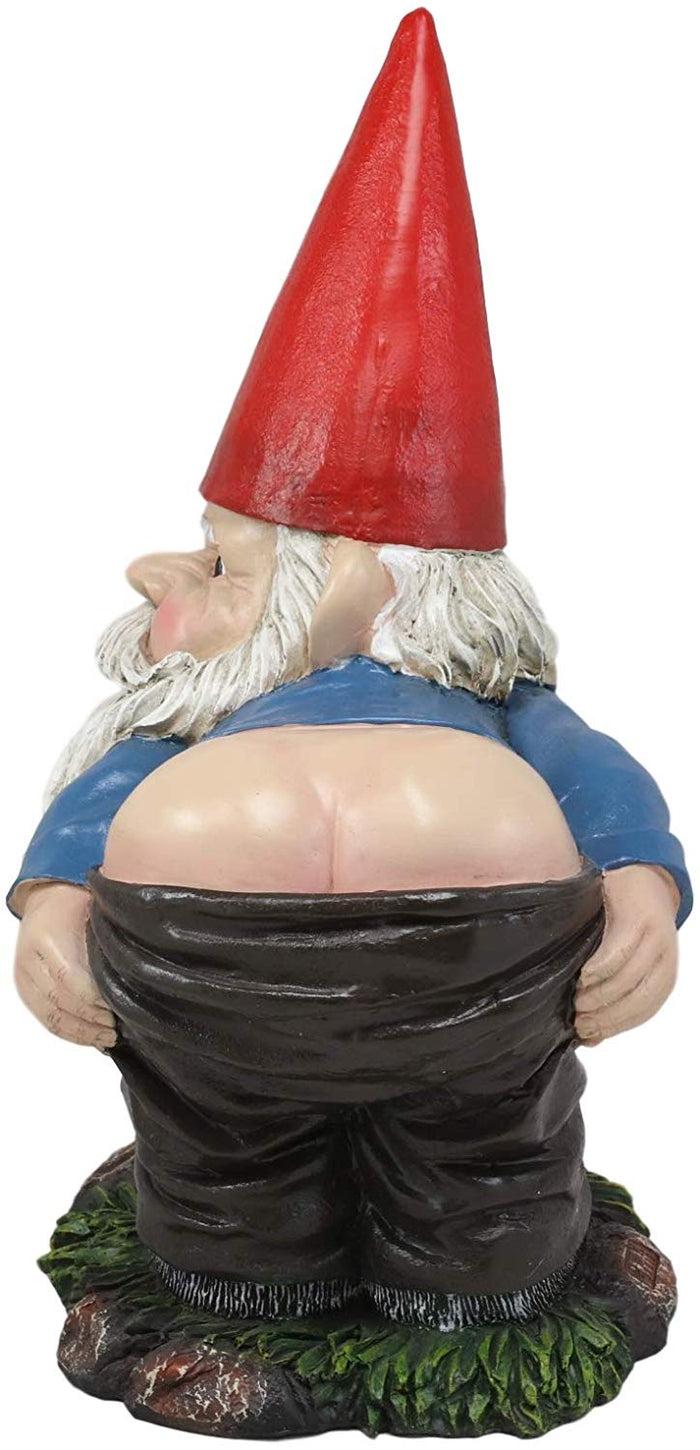 Ebros Gift 13.5"H Large Naughty Fun Prank Bare Butts Mooning Grumpy Garden Gnome Statue
