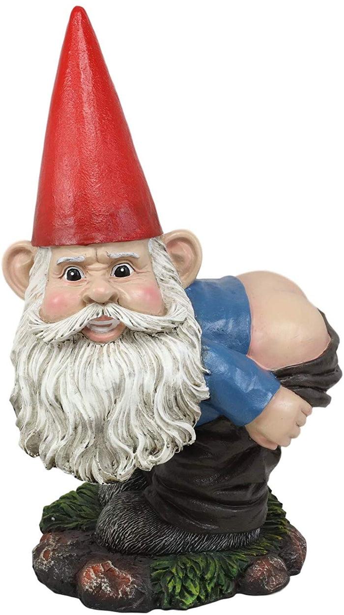 Ebros Gift 13.5"H Large Naughty Fun Prank Bare Butts Mooning Grumpy Garden Gnome Statue