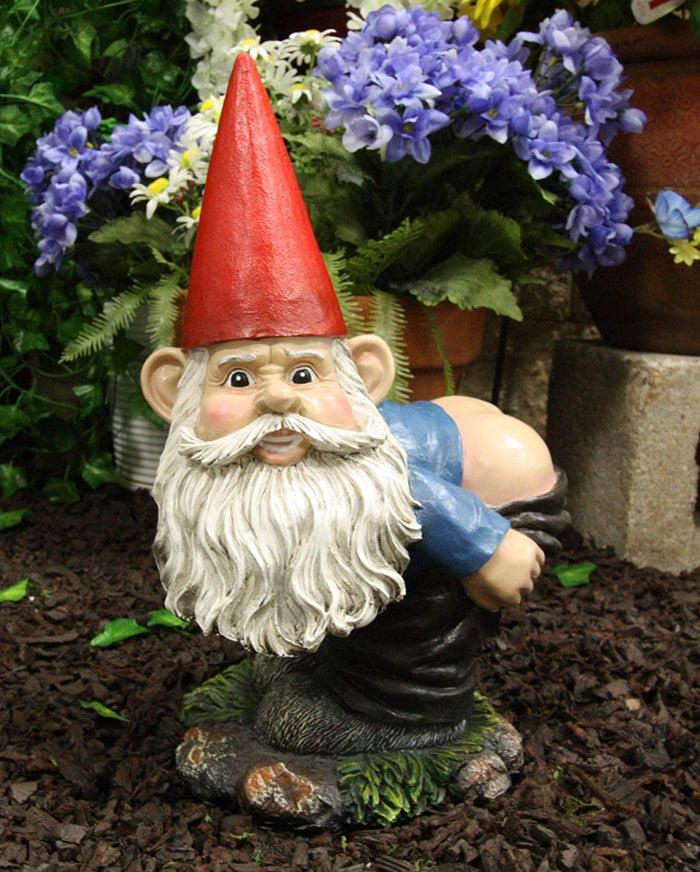 ebros gift 13.5"H Large Naughty Fun Prank Bare Butts Mooning Grumpy Garden Gnome Statue