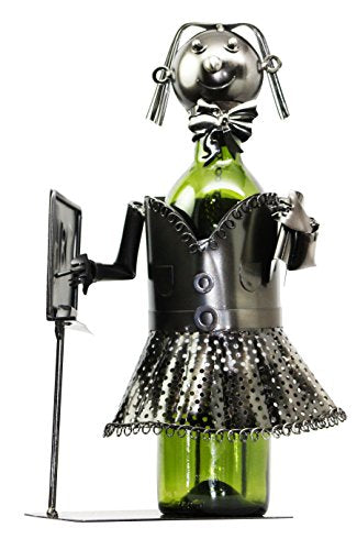 Ebros Gift 13" Tall Female Teacher With Lesson Board Hand Made Metal Wine Bottle Holder Caddy Figurine