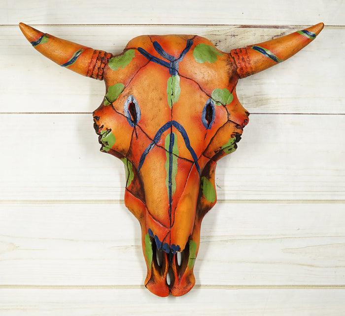 ebros gift 13" W Western Bull Bison Cow Skull With Colorful Tribal Tattoo Wall Decor Plaque