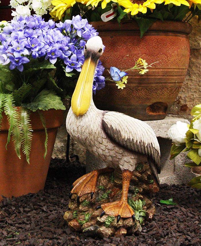 ebros gift 14.25"H Large Ocean Marine Beach Coastal Brown Pelican Standing On Rocks Statue