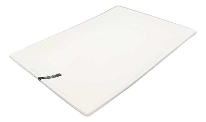 Ebros Gift 15"L Large White Double Wall Ceramic Rectangular Serving Plate Dish Platter