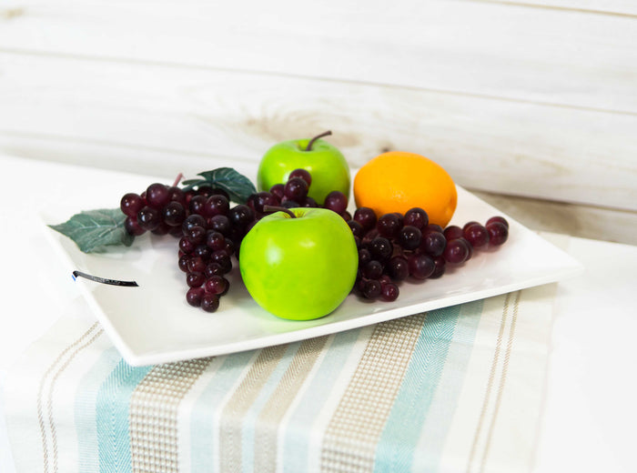 ebros gift 15"L Large White Double Wall Ceramic Rectangular Serving Plate Dish Platter