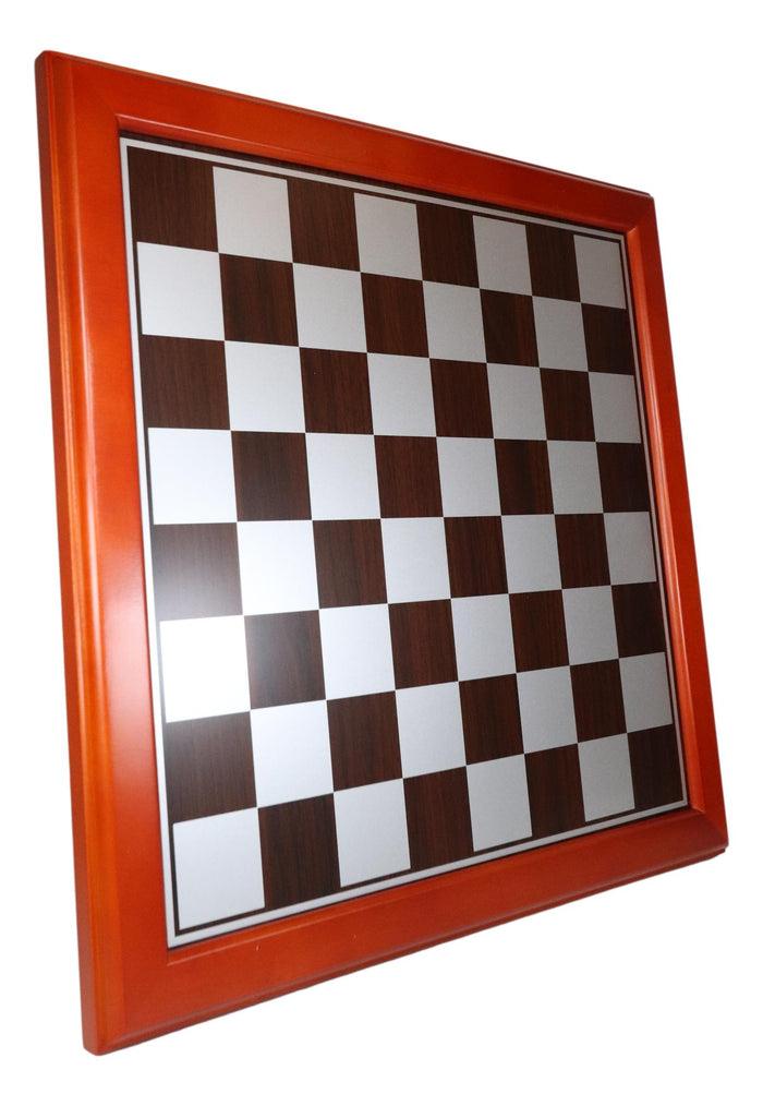 Ebros Gift 15"X15" Redwood Trim Chess Board With Black And Silver Silk Screen Inner Squares
