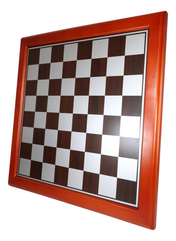 Ebros Gift 15"X15" Redwood Trim Chess Board With Black And Silver Silk Screen Inner Squares