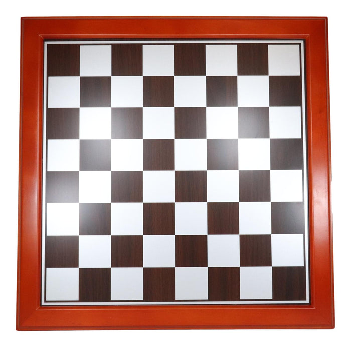 Ebros Gift 15"X15" Redwood Trim Chess Board With Black And Silver Silk Screen Inner Squares