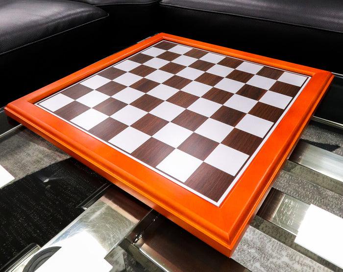 ebros gift 15"X15" Redwood Trim Chess Board With Black And Silver Silk Screen Inner Squares