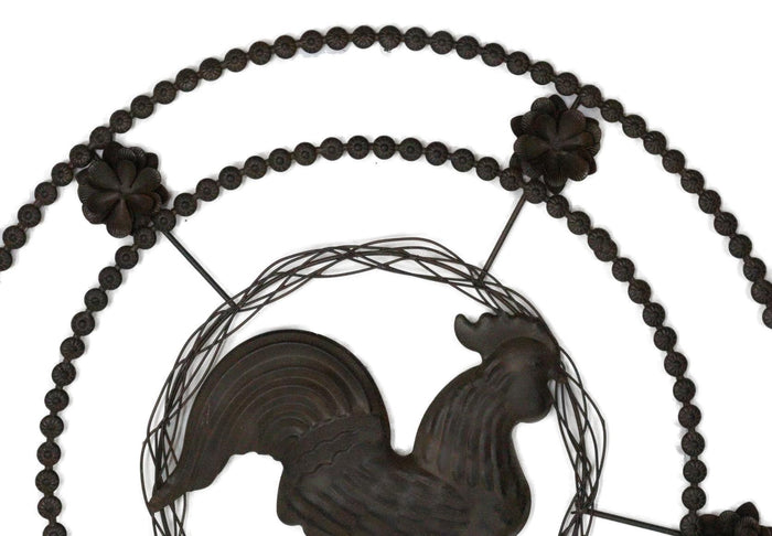 Ebros Gift 16"D Vintage Rustic Country Farm Rooster Chicken Metal Wall Circle Decor Plaque
