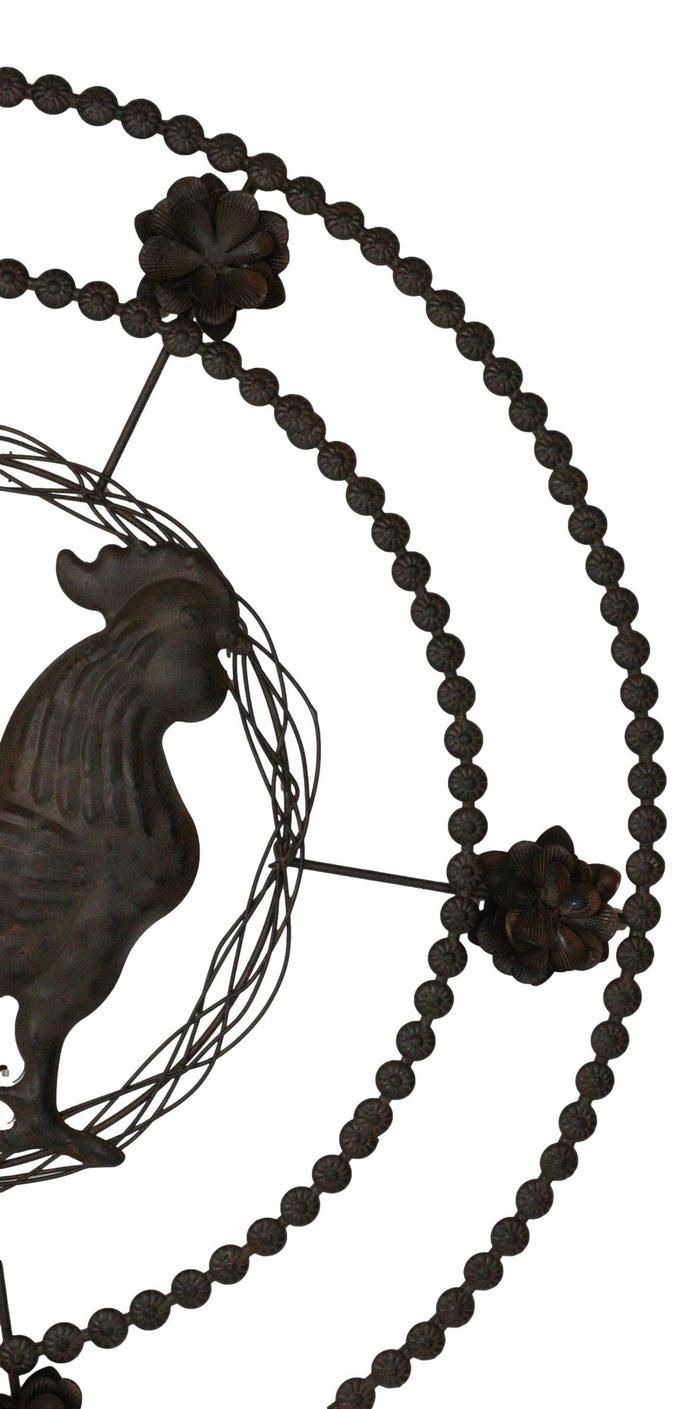 Ebros Gift 16"D Vintage Rustic Country Farm Rooster Chicken Metal Wall Circle Decor Plaque