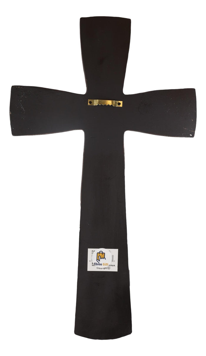 Ebros Gift 16"H Rustic Western Six Shooter Pistols And Ropes Faux Leather Wall Cross Decor