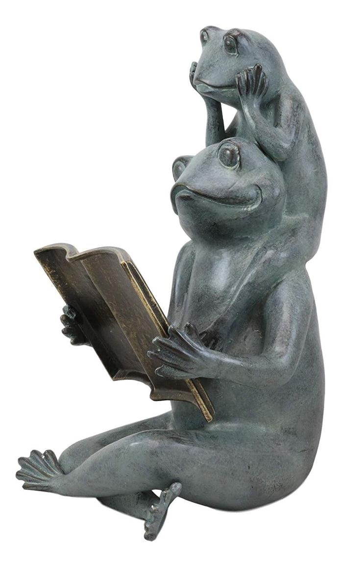 Ebros Gift 18"H Aluminum Whimsical Froggy Story Fable Frog Family Fatherhood Garden Statue