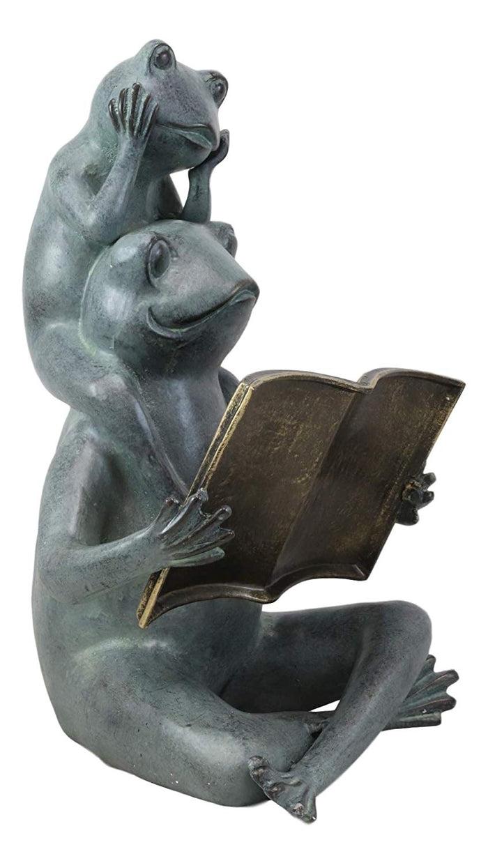 Ebros Gift 18"H Aluminum Whimsical Froggy Story Fable Frog Family Fatherhood Garden Statue