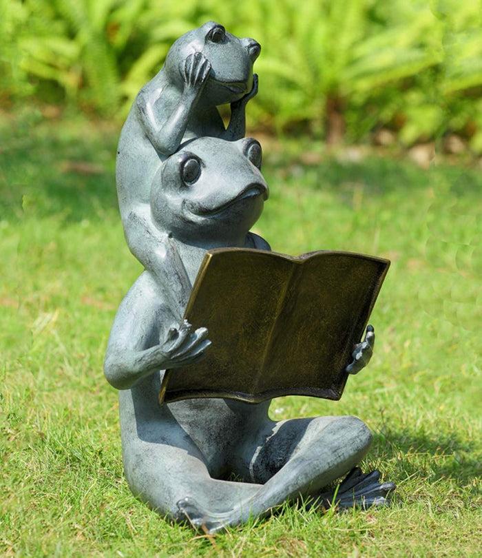 ebros gift 18"H Aluminum Whimsical Froggy Story Fable Frog Family Fatherhood Garden Statue