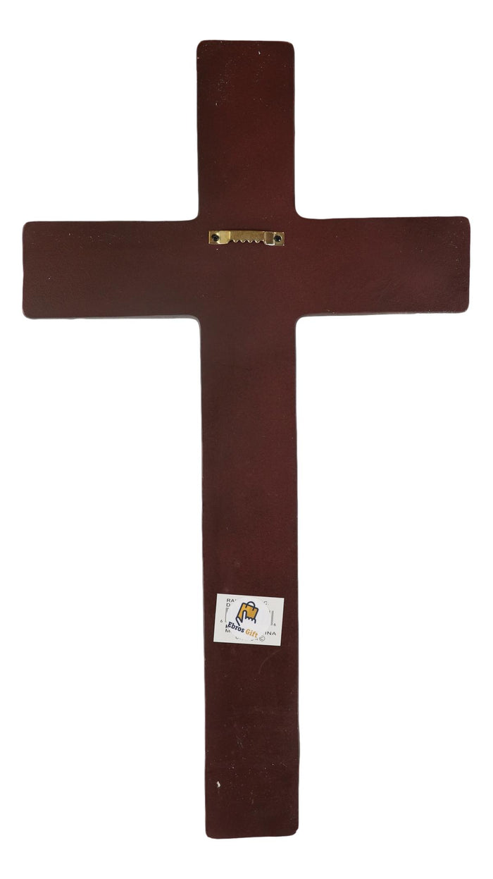 Ebros Gift 18"H Rustic Western Colorful Horses Faux Tooled Leather Wall Cross Decor Plaque