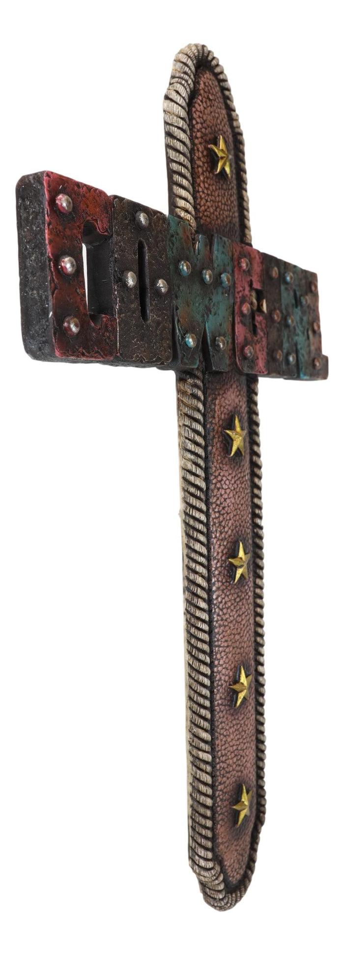 Ebros Gift 18" H Rustic Western Stars Cowgirl Word Art Braided Ropes Wall Cross Decor