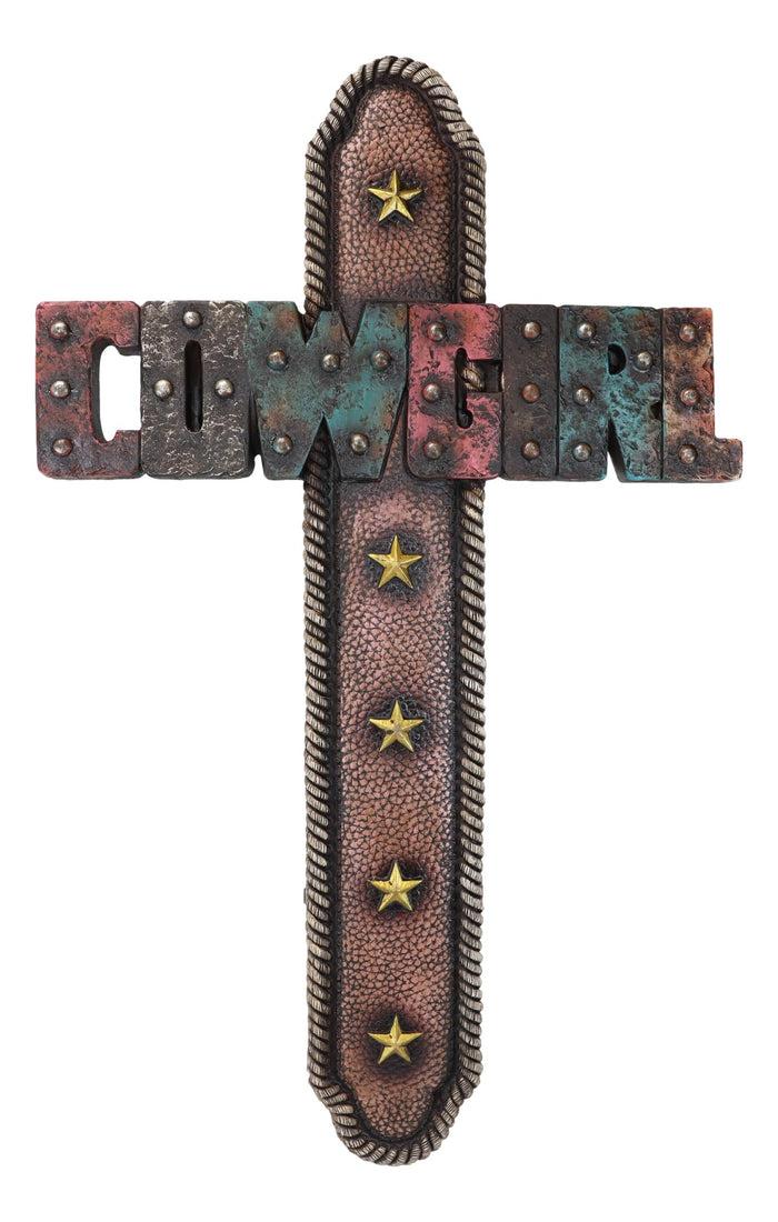 Ebros Gift 18" H Rustic Western Stars Cowgirl Word Art Braided Ropes Wall Cross Decor